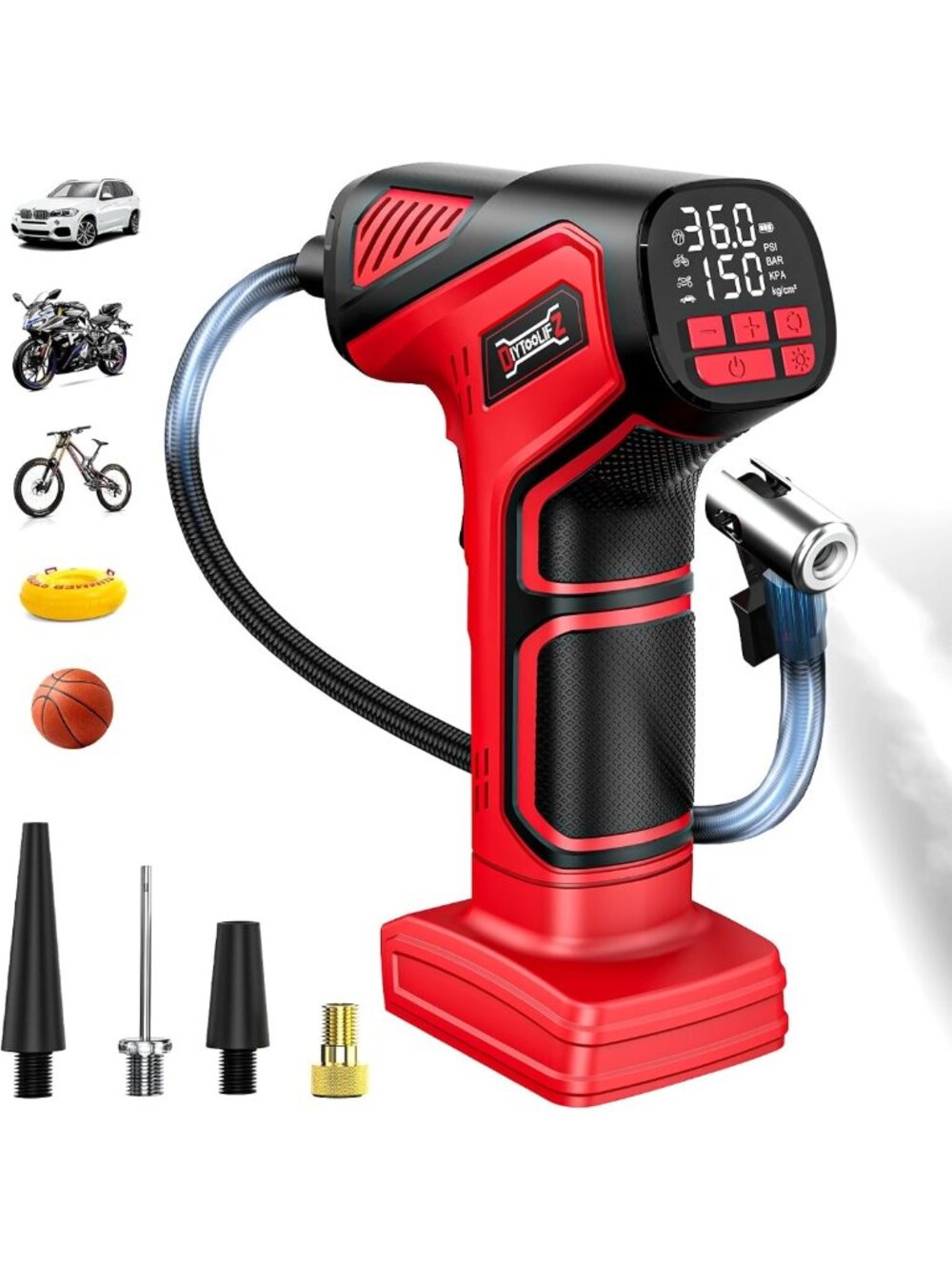 150PSI Tire Inflator for Milwaukee 18V Battery - Portable Air Pump for Cars